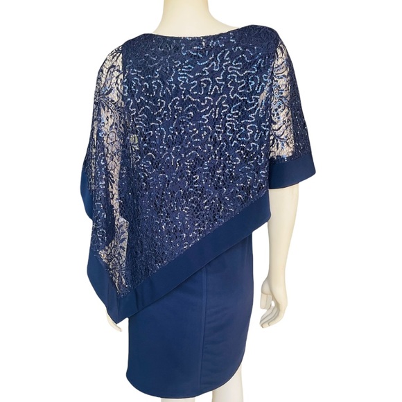 R & M Richards Embellish Women’s Cape Shift Dress - Picture 6 of 10